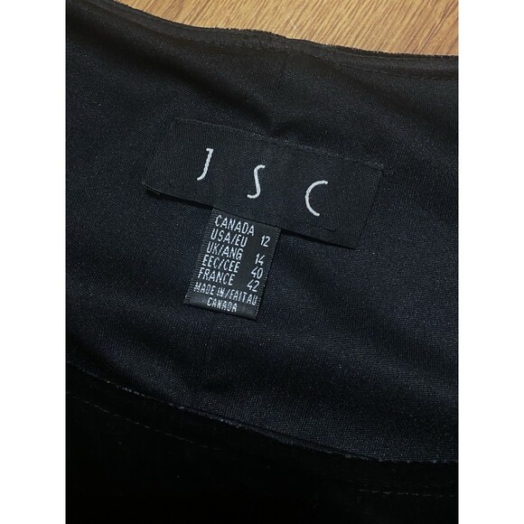 VTG Black Velvet Evening Gown Womens 12 Stretch Maxi Dress Side Slit Classic JSC - Picture 7 of 11